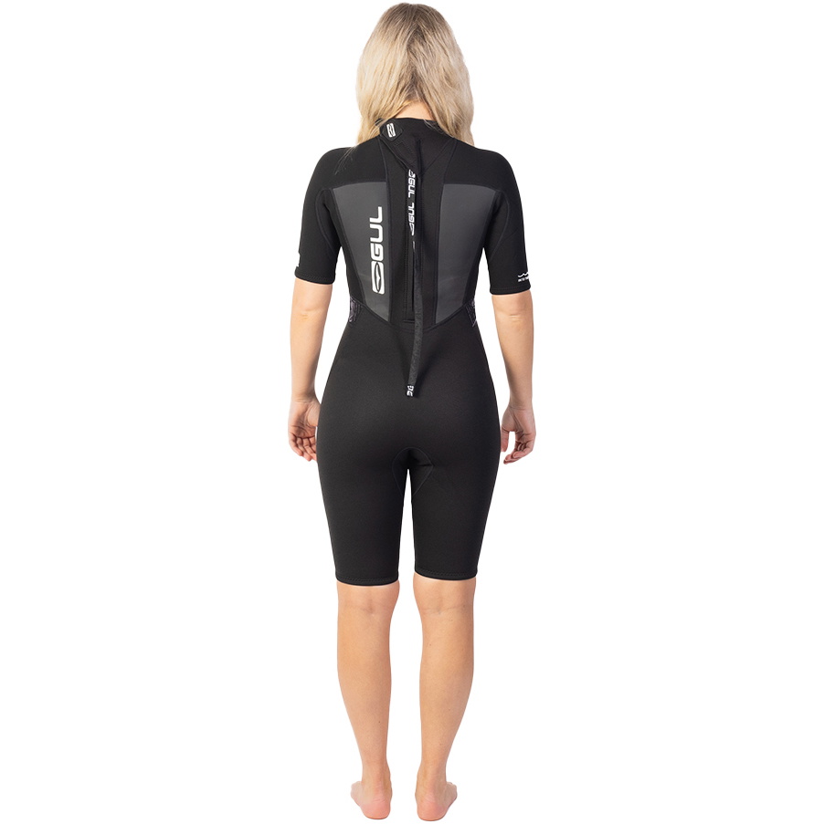 2025 Gul Femmes Response 3/2mm Back Zip Shorty Combinaison Néoprène RE3318-C1 - Black